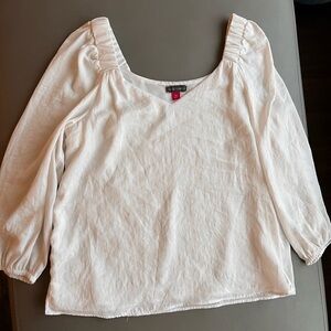 Vince Camuto White Blouse with Ruched Sleeves